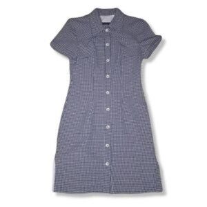 Vintage Brioche California Black White Gingham Checkered Button Up Dress 5/6